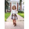 Arshiner Toddler Girl Skirt Set 2Pcs Outfits Puff Sleeve Knit Tops and Flared Mini Skirts with Bowknot Kids Cute Clothes 1-6(White&brown)