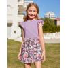Arshiner Toddler Girl’s Skirt Sets Summer 2 Pieces Outfits Ruffle Sleeveless Tops and Belt Skirts with Pocket Clothing Set(Purple&floral)