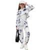 Arshiner 3 Piece Girls Jogger Set Sweatsuits Crop Sweatshirt Hoodie Adjustable Cami Top and Sweatpants(Black White-tie Dye)
