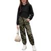 Arshiner 3 Piece Girls Jogger Set Sweatsuits Crop Sweatshirt Hoodie Adjustable Cami Top and Sweatpants(Camouflage)