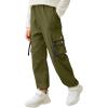 Arshiner Boys Cargo Joggers Pants Kids Elastic Waist Casual Pants Lightweight School Pants with 4 Pockets 5-12 Years(Army Green)