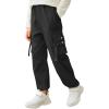 Arshiner Boys Cargo Joggers Pants Kids Elastic Waist Casual Pants Lightweight School Pants with 4 Pockets 5-12 Years(Black)