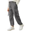 Arshiner Boys Cargo Joggers Pants Kids Elastic Waist Casual Pants Lightweight School Pants with 4 Pockets 5-12 Years(Dark Grey)