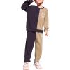 Arshiner Boys Cartoon Face Print Two Tone Crewneck Sweatshirt and Pants Set Tracksuits Outfits Size (2T – 7-8)(Black & Brown)