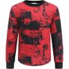 Arshiner Boy’s Loose Long Sleeve Solid/Tie-Dyed Print Curve Hem T Shirt for 5-12 Years(Black/Red Tie-dye)