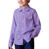 Arshiner Boy’s Plaid Button Down Shirt Long Sleeve Roll Up Casual Shirts with Pocket 4-11 Years(Red/Blue Plaid)