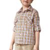Arshiner Boy’s Plaid Button Down Shirt Long Sleeve Roll Up Casual Shirts with Pocket 4-11 Years(Yellow/White Plaid)