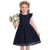 Arshiner Flower Girl Dress Toddler Lace Tutu Ruffle Sleeve Wedding Birthday Party Tulle Dresses(Navy Blue)