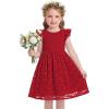 Arshiner Flower Girl Dress Toddler Lace Tutu Ruffle Sleeve Wedding Birthday Party Tulle Dresses(Red)