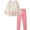 Arshiner Girls 2 Piece Clothing Set Floral Ruffle Hem Bell Sleeve Top and Leggings Fall Winter Outfits for 2-10 Years(Pink Floral)
