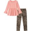 Arshiner Girls 2 Piece Clothing Set Floral Ruffle Hem Bell Sleeve Top and Leggings Fall Winter Outfits for 2-10 Years(Pink Leopard)