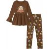 Arshiner Girls 2 Piece Clothing Set Floral Ruffle Hem Bell Sleeve Top and Leggings Fall Winter Outfits for 2-10 Years(Teddy)
