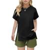 Arshiner Girls 2 Piece Outfit Summer Short Sleeve Loose Fit T-Shirt and Shorts Set Casual Activewear High-Low Hem Sweatshirt(Black Green)