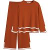 Arshiner Girl’s 2 Piece Outfits Long Sleeve Knit Pullover Sweater Tops Wide Leg Pants Casual Fall Sets Tracksuits(Caramel)
