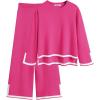 Arshiner Girl’s 2 Piece Outfits Long Sleeve Knit Pullover Sweater Tops Wide Leg Pants Casual Fall Sets Tracksuits(Rose Red)