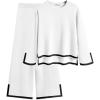 Arshiner Girl’s 2 Piece Outfits Long Sleeve Knit Pullover Sweater Tops Wide Leg Pants Casual Fall Sets Tracksuits(White)