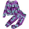 Arshiner Girl’s 2 Piece Outfits Tie-dye Twist Front Pullover Hooded Sweatsuits Sweatshirt and Sweatpants Clothing Set(Black & Green & Purple)