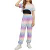 Arshiner Girls 3 Piece Set Short Sleeve High Low Hem Overlay Top & Cami with Sweatpants Kids Outfit 6-13 Years(Tie Dye B)