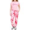 Arshiner Girls Clothes 2 Piece Summer Outfits Drop Shoulder Top Pullover Sweatpants Jogger Set Sweatsuits Tracksuits 6-14Y(Pink Tie Dye)