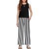 Arshiner Girls Clothing Set Casual Clothes Sleeveless Back Tank Crop Top and Wide-Leg Pants with Pocket 2 Piece Outfits 5-13Y(Black & White)