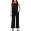 Arshiner Girls Clothing Set Casual Clothes Sleeveless Back Tank Crop Top and Wide-Leg Pants with Pocket 2 Piece Outfits 5-13Y(Black)