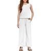 Arshiner Girls Clothing Set Casual Clothes Sleeveless Back Tank Crop Top and Wide-Leg Pants with Pocket 2 Piece Outfits 5-13Y(White)