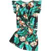 Arshiner Girls Shorts Sets 2 Pieces Outfits Twist Front Ruffle Sleeve T-Shirts and Shorts With Pockets Cute Clothes Sets(Blue Floral)