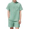 Arshiner Toddler Boys 2 Piece Set Short Sleeve Button Down Shirt and Shorts Vacation Texture Outfits with Pocket 2-8 Years(Green)