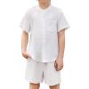 Arshiner Toddler Boys 2 Piece Set Short Sleeve Button Down Shirt and Shorts Vacation Texture Outfits with Pocket 2-8 Years(White)