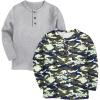 Arshiner Toddler Boys 3 Pack Long-Sleeve Henley T-Shirts Casual Cotton Graphic Shirt for 2-9 Years(Gray/Camo)