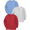 Arshiner Toddler Boys 3 Pack Long-Sleeve Henley T-Shirts Casual Cotton Graphic Shirt for 2-9 Years(Light Blue/Red/Grey)