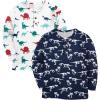 Arshiner Toddler Boys 3 Pack Long-Sleeve Henley T-Shirts Casual Cotton Graphic Shirt for 2-9 Years(White/Navy Blue)