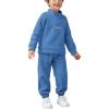 Arshiner Toddler Boys Letter Embroidery Half Zip Sweatshirt & Pants Set Fuzzy Fleece Fall Winter Outfits 2~6 Years(Blue)