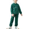 Arshiner Toddler Boys Letter Embroidery Half Zip Sweatshirt & Pants Set Fuzzy Fleece Fall Winter Outfits 2~6 Years(Green)