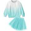 Arshiner Toddler Girl Clothes Long Sleeve Pullover Sweatshirt and Tutu Skirt 2 Piece Outfits Kids Clothing Set Party Dress(Blue White)