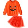 Arshiner Toddler Girl Clothes Long Sleeve Pullover Sweatshirt and Tutu Skirt 2 Piece Outfits Kids Clothing Set Party Dress(Halloween)