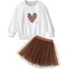 Arshiner Toddler Girl Clothes Long Sleeve Pullover Sweatshirt and Tutu Skirt 2 Piece Outfits Kids Clothing Set Party Dress(Leopard)