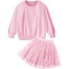 Arshiner Toddler Girl Clothes Long Sleeve Pullover Sweatshirt and Tutu Skirt 2 Piece Outfits Kids Clothing Set Party Dress(Light Pink)