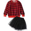 Arshiner Toddler Girl Clothes Long Sleeve Pullover Sweatshirt and Tutu Skirt 2 Piece Outfits Kids Clothing Set Party Dress(Red Plaid)