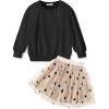 Arshiner Toddler Girl Clothes Long Sleeve Pullover Sweatshirt and Tutu Skirt 2 Piece Outfits Kids Clothing Set Party Dress(Stars Sequins Beige)