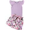 Arshiner Toddler Girl’s Skirt Sets Summer 2 Pieces Outfits Ruffle Sleeveless Tops and Belt Skirts with Pocket Clothing Set(Purple&floral)