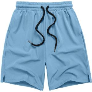 Arshiner Boys Athletic Shorts Kids Youth Quick Dry Summer Shorts Running Hiking Casual with Pockets 5-13 Years(Light Blue)