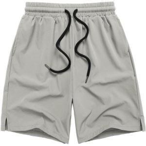 Arshiner Boys Athletic Shorts Kids Youth Quick Dry Summer Shorts Running Hiking Casual with Pockets 5-13 Years(Light Grey)