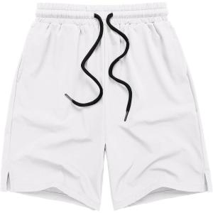 Arshiner Boys Athletic Shorts Kids Youth Quick Dry Summer Shorts Running Hiking Casual with Pockets 5-13 Years(White)