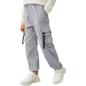 Arshiner Boys Cargo Joggers Pants Kids Elastic Waist Casual Pants Lightweight School Pants with 4 Pockets 5-12 Years(Light Grey)