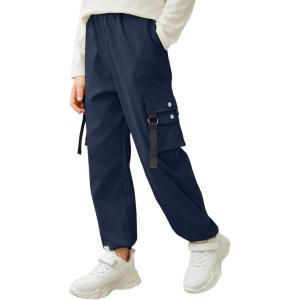 Arshiner Boys Cargo Joggers Pants Kids Elastic Waist Casual Pants Lightweight School Pants with 4 Pockets 5-12 Years(Navy Blue)