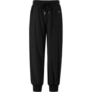 Arshiner Boys Casual Pants Elastic Waist Drawstring Kids Pants Youth Tapered Sweatpants Zipper Pockets Black