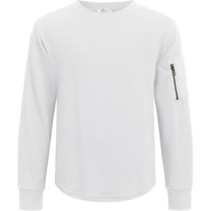 Arshiner Boy’s Loose Long Sleeve Solid/Tie-Dyed Print Curve Hem T Shirt for 5-12 Years(White)