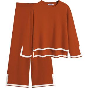 Arshiner Girl’s 2 Piece Outfits Long Sleeve Knit Pullover Sweater Tops Wide Leg Pants Casual Fall Sets Tracksuits(Caramel)