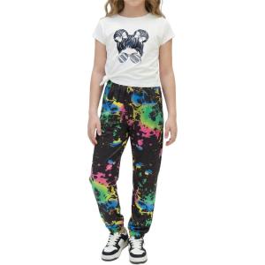 Arshiner Girls Clothes 2 Piece Summer Outfits Drop Shoulder Top Pullover Sweatpants Jogger Set Sweatsuits Tracksuits 6-14Y(Multicolor)